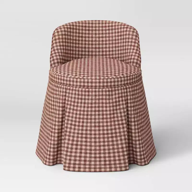 Sedia da toeletta imbottita senza braccioli – Gingham / Lino / Bouclé, 1 posto