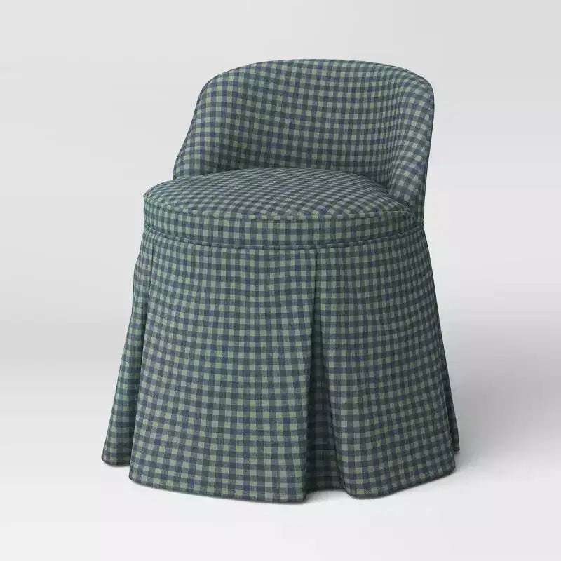 Sedia da toeletta imbottita senza braccioli – Gingham / Lino / Bouclé, 1 posto