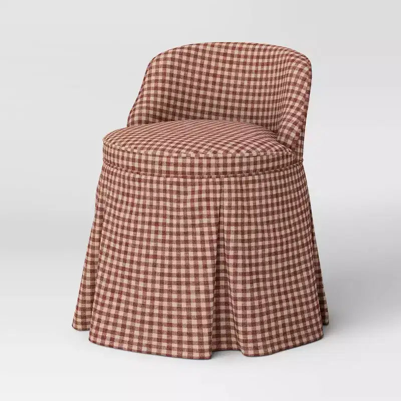 Sedia da toeletta imbottita senza braccioli – Gingham / Lino / Bouclé, 1 posto