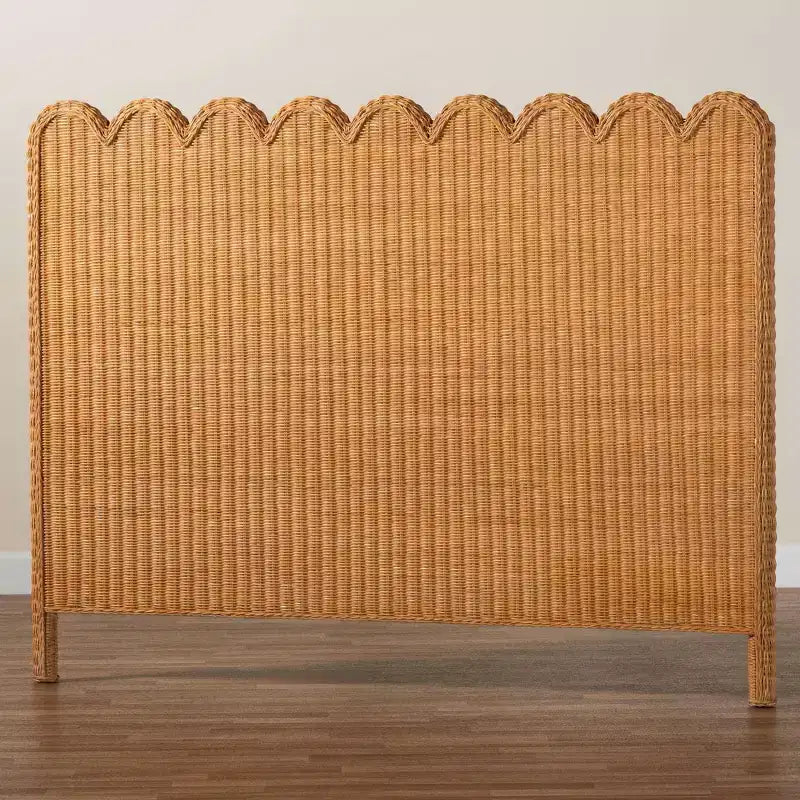 Testiera autoportante in rattan smerlato, miele/miele chiaro, per 1 adulto